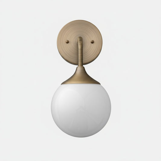 Glorica Aplique de Pared de Vidrio - Luz de Globo Esmerilado con Soporte de Latón