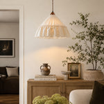 Load image into Gallery viewer, French Country Ruffled Fabric Pendant Light