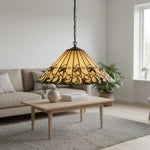 Load image into Gallery viewer, TF Jamelia Vintage Floral Stained Glass Dome Pendant Light for Dining Rooms