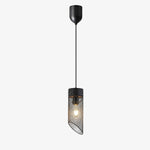 Cargar imagen en el visor de la Galería, Black lifting pendant light with mesh shade and stone top