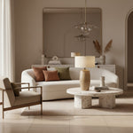 Afbeelding laden in galerijweergave, Ceruna linnen lampenkap keramische tafellamp – metalen frame en keramische voet voor verlichting thuis en op kantoor