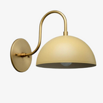 Load image into Gallery viewer, Curva Metal Industrial Wall Sconce - Curved Brass Arm - Hammered Dome Light Fixture