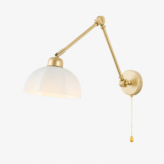 Lámpara de pared de vidrio opalino con brazo articulado