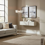 Afbeelding laden in galerijweergave, Beveline 3-licht ronde vloerlamp - facetrand glazen kapjes klassieke metalen afwerking voor woonkamers