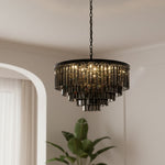 Afbeelding laden in galerijweergave, Aurevon Kristallen Prisma Metalen Frame Moderne Plafondkroonluchter voor Huis en Hotel