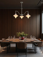 Load image into Gallery viewer, Art Deco Astris Star Chandelier – Frosted Glass Deco Fixture for Dining Room