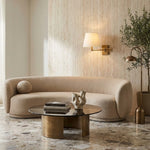 Afbeelding laden in galerijweergave, Arcuma Moderne Verstelbare Arm Wandkandelaar met Linnen Kap - Eigentijdse Metalen Verlichting voor Woonkamer