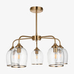 Afbeelding laden in galerijweergave, Brazara Multi-Light glazen kap hanglamp – gebogen metalen armen voor moderne woningen