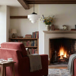 Load image into Gallery viewer, Geotower Glass Brass Pendant Light – Art Deco Opal Globe Ceiling Fixture