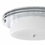 Cargar imagen en el visor de la Galería, Polished chrome canopy and ring detail on milky white ceiling fixture