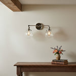 Afbeelding laden in galerijweergave, Lumio Globe glazen globe kaptafelverlichting - moderne tweelichts badkamerwandlamp