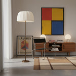 Załaduj obraz do przeglądarki galerii, Vellaro mosiężna lampa podłogowa z abażurem z tkaniny – nowoczesne oświetlenie stojące do salonu lub sypialni