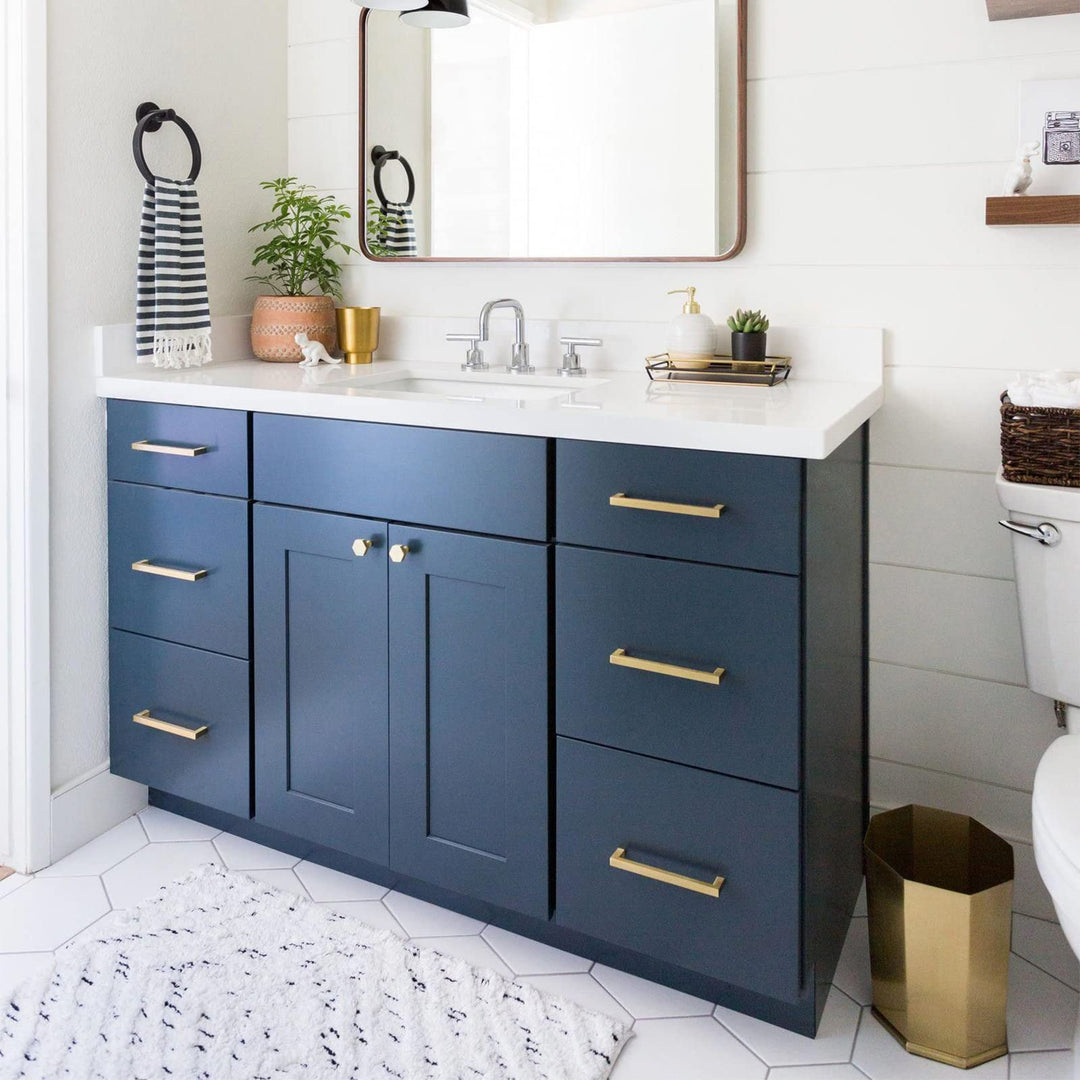 15-Pack Modern Square Drawer Pulls – Brushed Brass Gold Handles