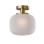 Load image into Gallery viewer, Pelviona Modern Ribbed Glass Pendant - Frosted & Brass Ceiling Light Add Timeless Charm to Your Space
