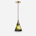 Cargar imagen en el visor de la Galería, green amber stained glass pendant light product image