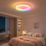 Cargar imagen en el visor de la Galería, White ceiling lamp in a cream bedroom with sunset glow