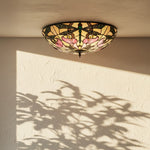 Afbeelding laden in galerijweergave, TF Ashton Tiffany Libelle Motief Tiffany Glas Opbouwplafondlamp - Overgangsstijl voor Slaapkamers en Loungeruimtes
