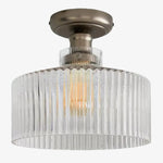 Afbeelding laden in galerijweergave, Ribora Vintage - Geïnspireerde Geribbelde Glazen Plafondlamp - Industriële Stijl Opbouwlamp voor Moderne Interieurs U05