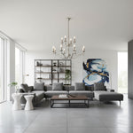 Cargar imagen en el visor de la Galería, Candelabro de Latón y Níquel Tela – Lámpara Elegante de Múltiples Luces para Vestíbulos y Cocinas