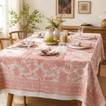 Załaduj obraz do przeglądarki galerii, Soft coral vine tablecloth styled in a bright dining room