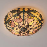 Afbeelding laden in galerijweergave, TF Ashton Tiffany Libelle Motief Tiffany Glas Opbouwplafondlamp - Overgangsstijl voor Slaapkamers en Loungeruimtes