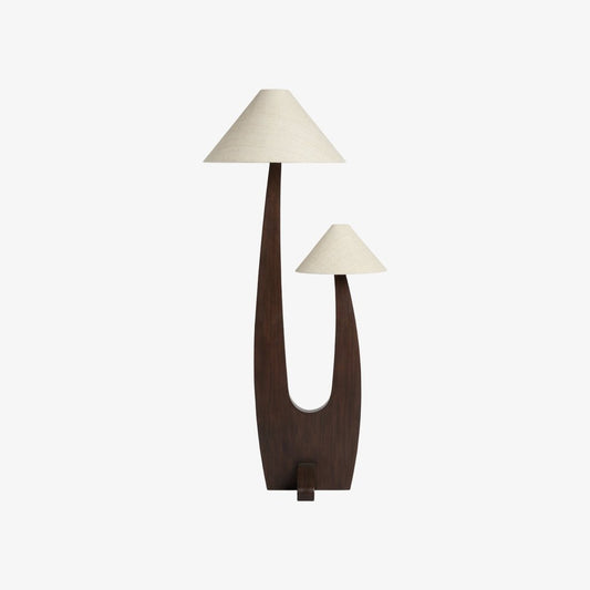 Cordove lampa podłogowa Arc – nowoczesne organiczne drewno lite i tkanina do salonów