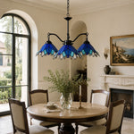 Cargar imagen en el visor de la Galería, Four-Light Stained Glass Chandelier