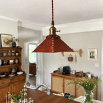 Załaduj obraz do przeglądarki galerii, Leather pyramid pendant lamp above a kitchen dining counter