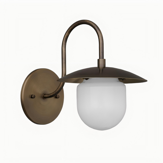 Aplique de Pared Curva con Globo de Vidrio Esmerilado para Pasillo y Entrada