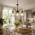 Cargar imagen en el visor de la Galería, Light yellow chandelier over a dining table