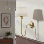 Load image into Gallery viewer, Ivoralux Tapered Fabric Wall Light – Modern Classic Curved Arm Sconce for Hallways or Bedrooms