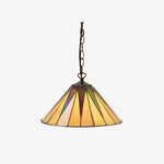 Afbeelding laden in galerijweergave, TF Dark Star Tiffany-hanger – glas-in-lood geometrisch ontwerp plafondlamp voor woonkamers