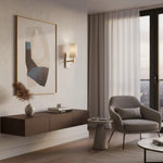 Afbeelding laden in galerijweergave, Vintage messing marmeren wandlamp - natuurlijke linnen kap