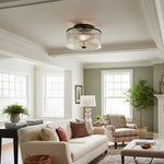 Afbeelding laden in galerijweergave, Rilona Gestreepte Glazen Trommel Plafondlamp — Klassieke Semi-Opbouw Lamp voor Slaapkamer of Kantoor U13