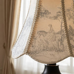 Carica l'immagine nella visualizzazione Galleria, Printed fabric shade detail in warm ambient setting