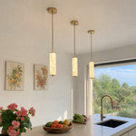 Load image into Gallery viewer, Nacrelith Capiz Shell Cylinder Brass Pendant Light - Nordic Bedroom Lighting