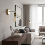 Afbeelding laden in galerijweergave, Vintage Hal messing verstelbare wandlamp voor woonkamer