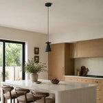 Załaduj obraz do przeglądarki galerii, Black walnut pendant light in a bedroom setting