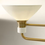 Afbeelding laden in galerijweergave, Calvor Linear 2 Licht Kroonluchter - Porseleinen Lampenkappen en Brons Afwerking