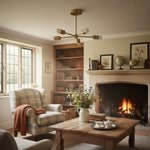 Load image into Gallery viewer, Mobilux Line Mid Century Gold Sputnik Chandelier - Geometric Brass Fixture