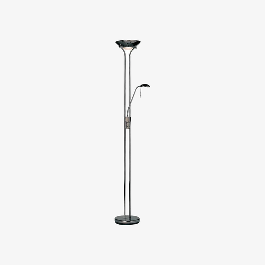 Lámpara de pie Linexis Art Deco de metal y vidrio opalino – Diseño de doble luz para interiores modernos