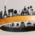 Cargar imagen en el visor de la Galería, Close-up of the city skyline silhouette and wood ring