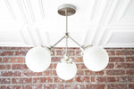Load image into Gallery viewer, Glorica Glass Chandelier - Brass Globe Ceiling Light with Opal Shade