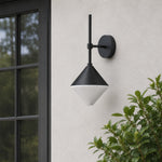 Cargar imagen en el visor de la Galería, black and white waterproof wall sconce on an exterior wall beside a window