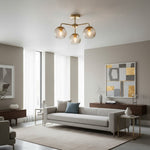 Load image into Gallery viewer, Elegant Brass Finish 3-Light Ceiling Lamp - Globe Semi Flush Light