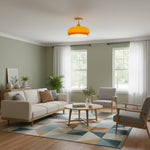 Afbeelding laden in galerijweergave, Bauvia Vintage Bauhaus Glazen Plafondlamp – Moderne Artistieke Lamp met Houten Voet voor Woonkamer N62