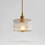 Cargar imagen en el visor de la Galería, Vintage Ripple Glass Pendant Light With Warm Brass Accent