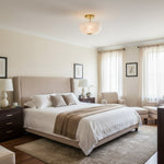 Afbeelding laden in galerijweergave, Clea Ronde Glazen Opbouwlamp - Gestippelde Kap voor Slaapkamer- en Gangverlichting