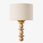 Załaduj obraz do przeglądarki galerii, Natural wood rounded wall lamp with warm fabric shade