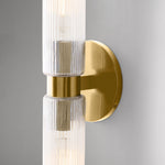 Load image into Gallery viewer, Rivora Double-Short Fluted Glass Modern Wall Light – Twin Bar Accent for Hallway & Patio